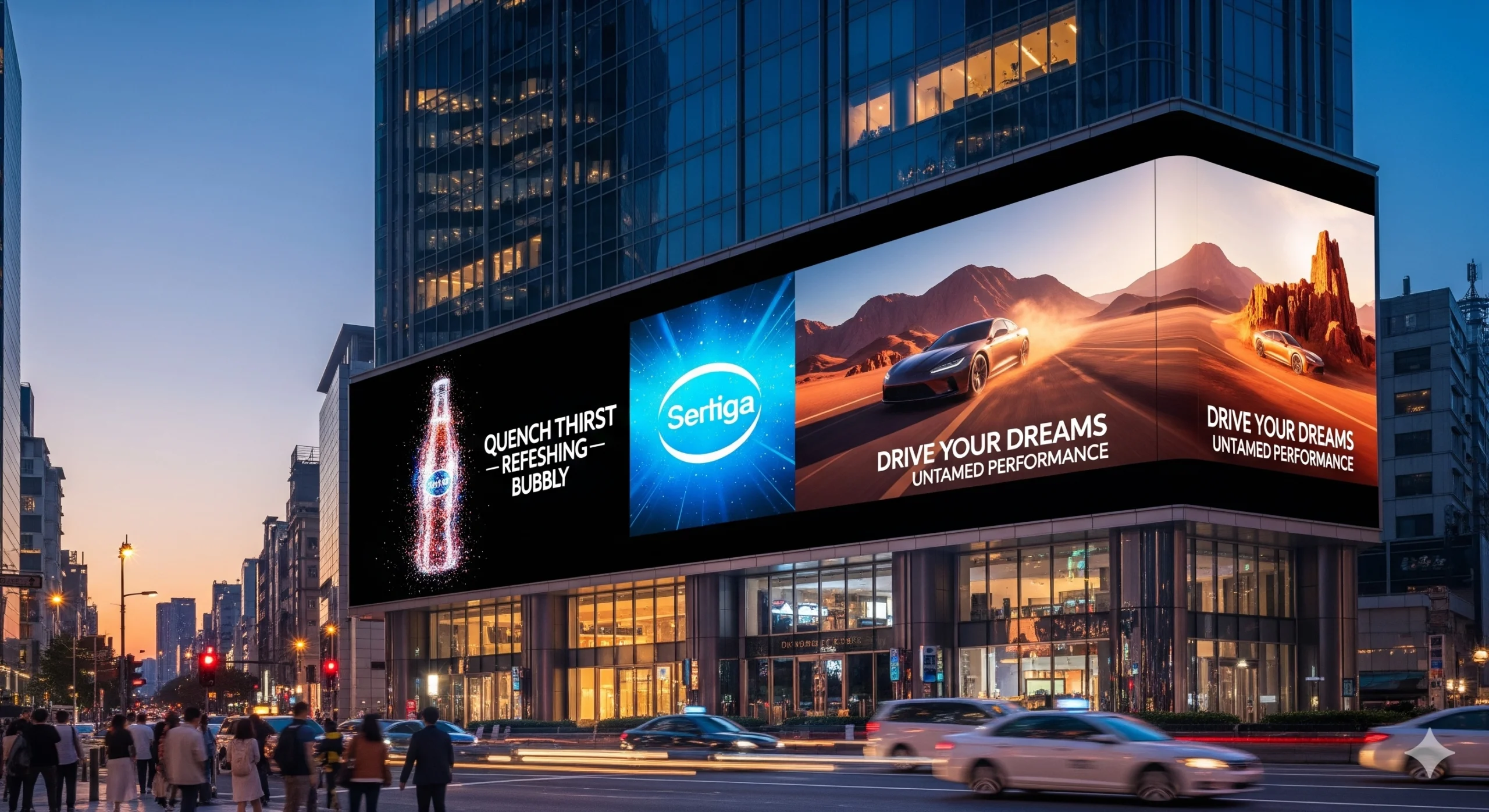 Equipe LED-X trabalhando em ambiente moderno com painéis de LED